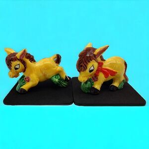 Empress Hand‑Painted 1940s Japanese Yellow Pony Horse Donkey Salt Pepper Shakers